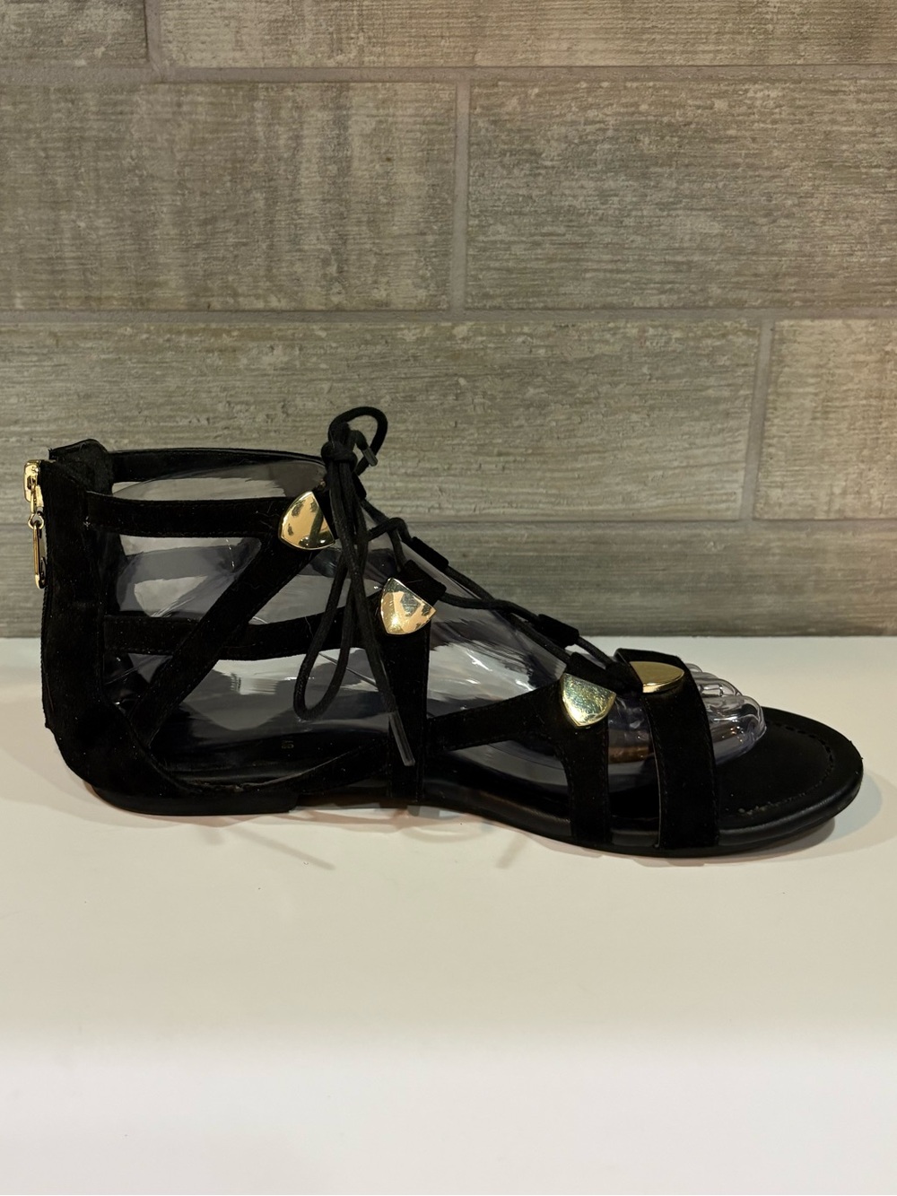 GUESS Lace-Up Gladiator Sandals with Gold Accents - Picture 3 of 10